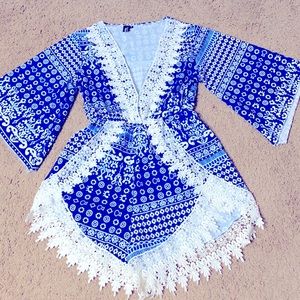 Blue laced romper